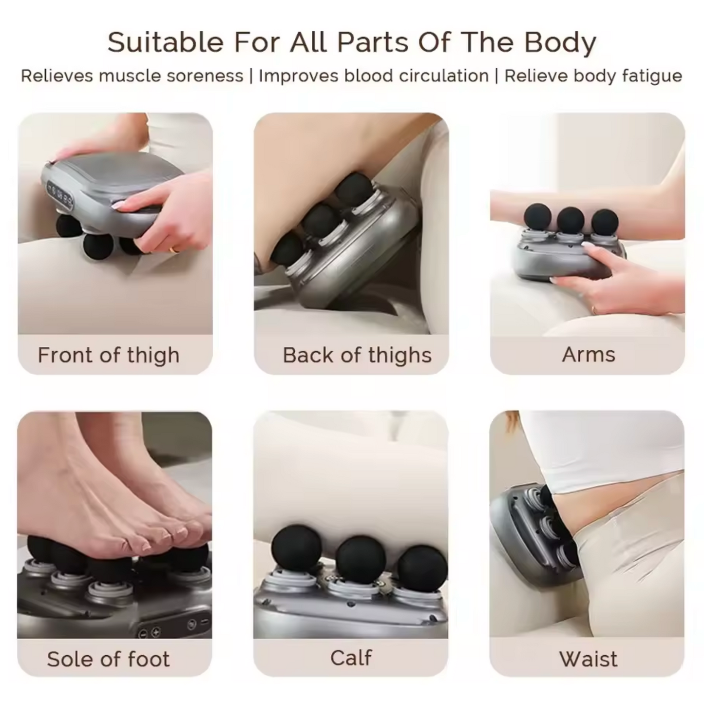 6 Têtes de Massage Profond – Soulagement Fascia & Détente Totale