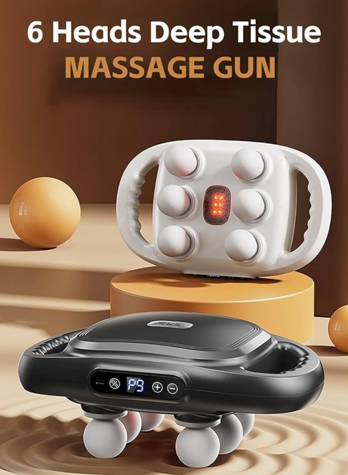 6 Têtes de Massage Profond – Soulagement Fascia & Détente Totale