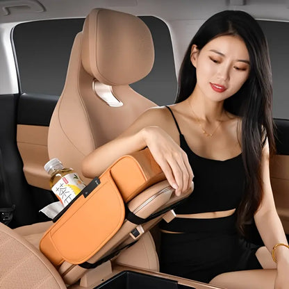 Accoudoir Voiture avec Porte-Gobelet et Boîte à Mouchoirs – Confort Portable & Rangement Intégré