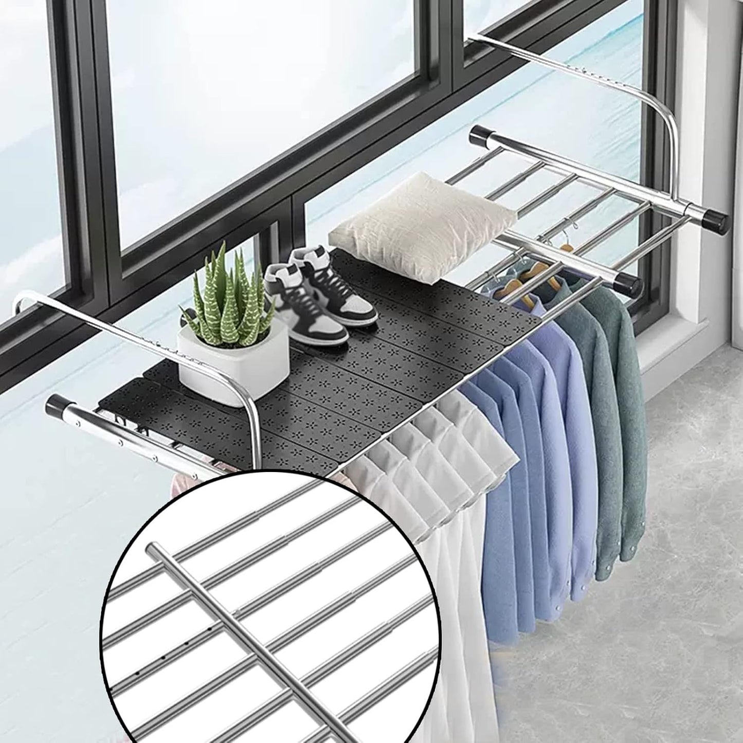 Étendoir à Linge Rétractable pour Balcon – Compact, Pliable et Pratique