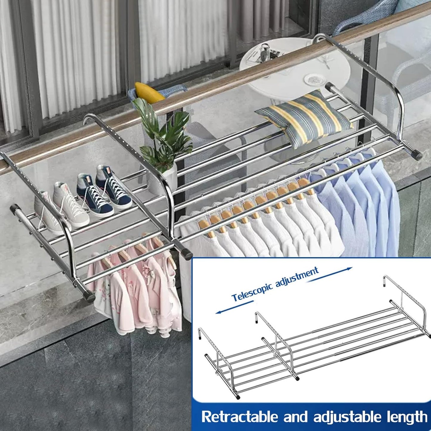 Étendoir à Linge Rétractable pour Balcon – Compact, Pliable et Pratique