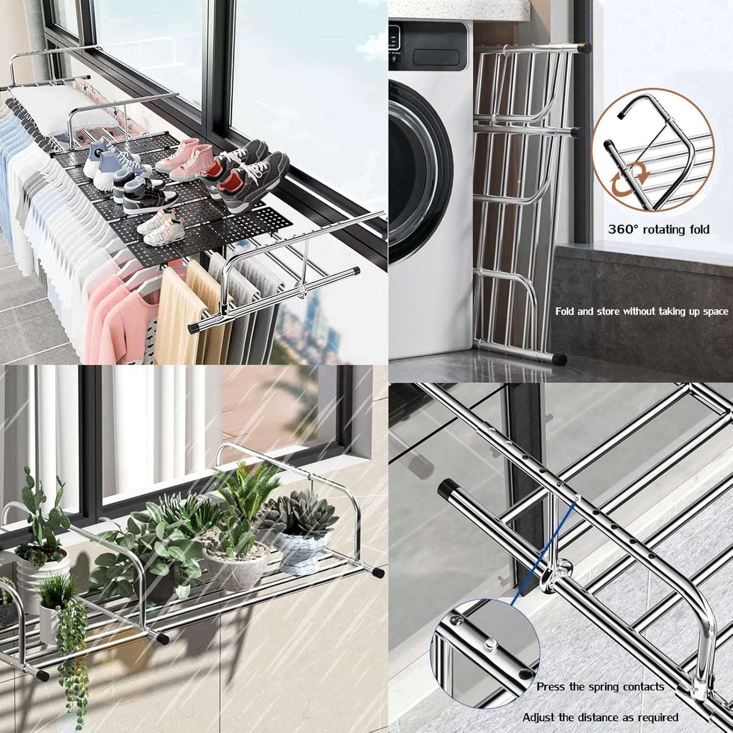 Étendoir à Linge Rétractable pour Balcon – Compact, Pliable et Pratique