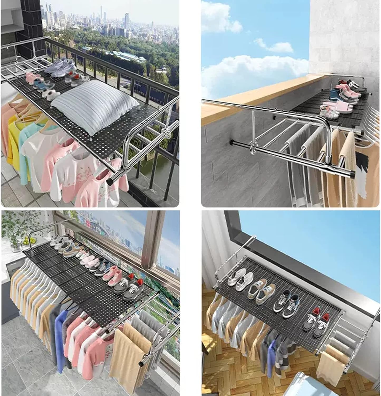 Étendoir à Linge Rétractable pour Balcon – Compact, Pliable et Pratique