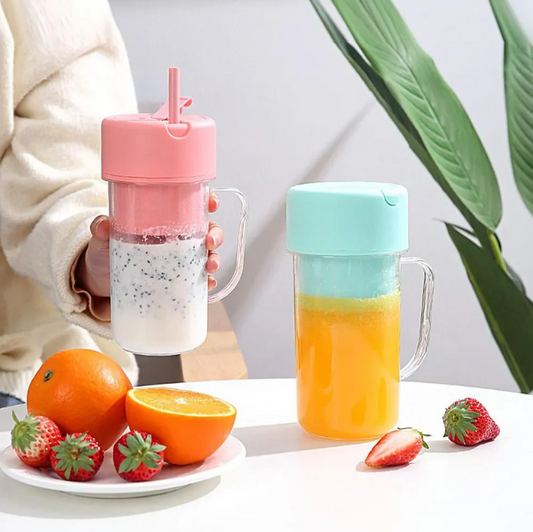 Mixeur Électrique Portable avec Poignée et Paille – Rechargeable USB, Idéal Pour Les Fruits Mouillées