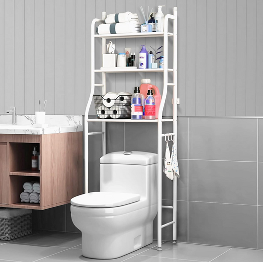 Étagère de rangement à 3 niveaux pour toilettes, organiseur de salle de bain multifonctionnel
